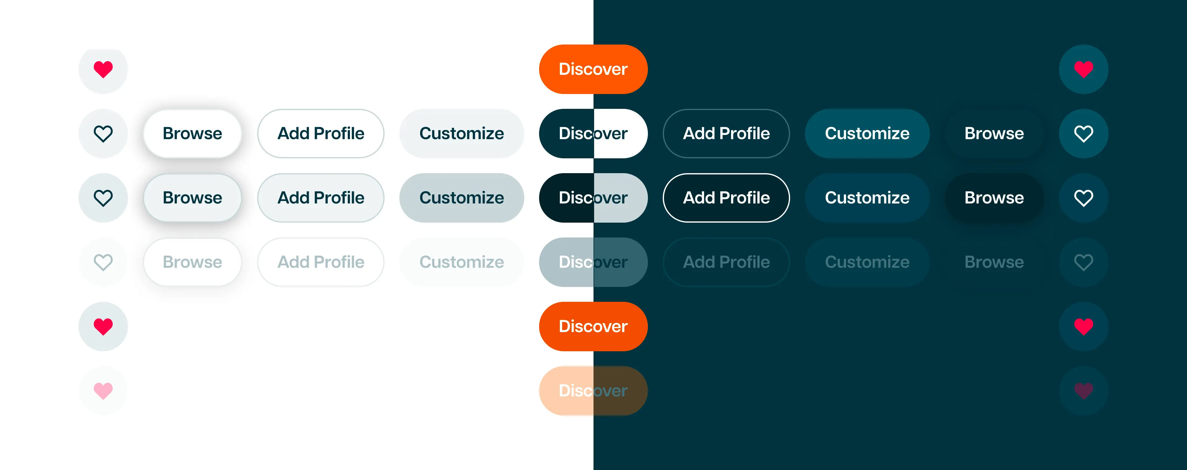 Various buttons in the Cana Design System