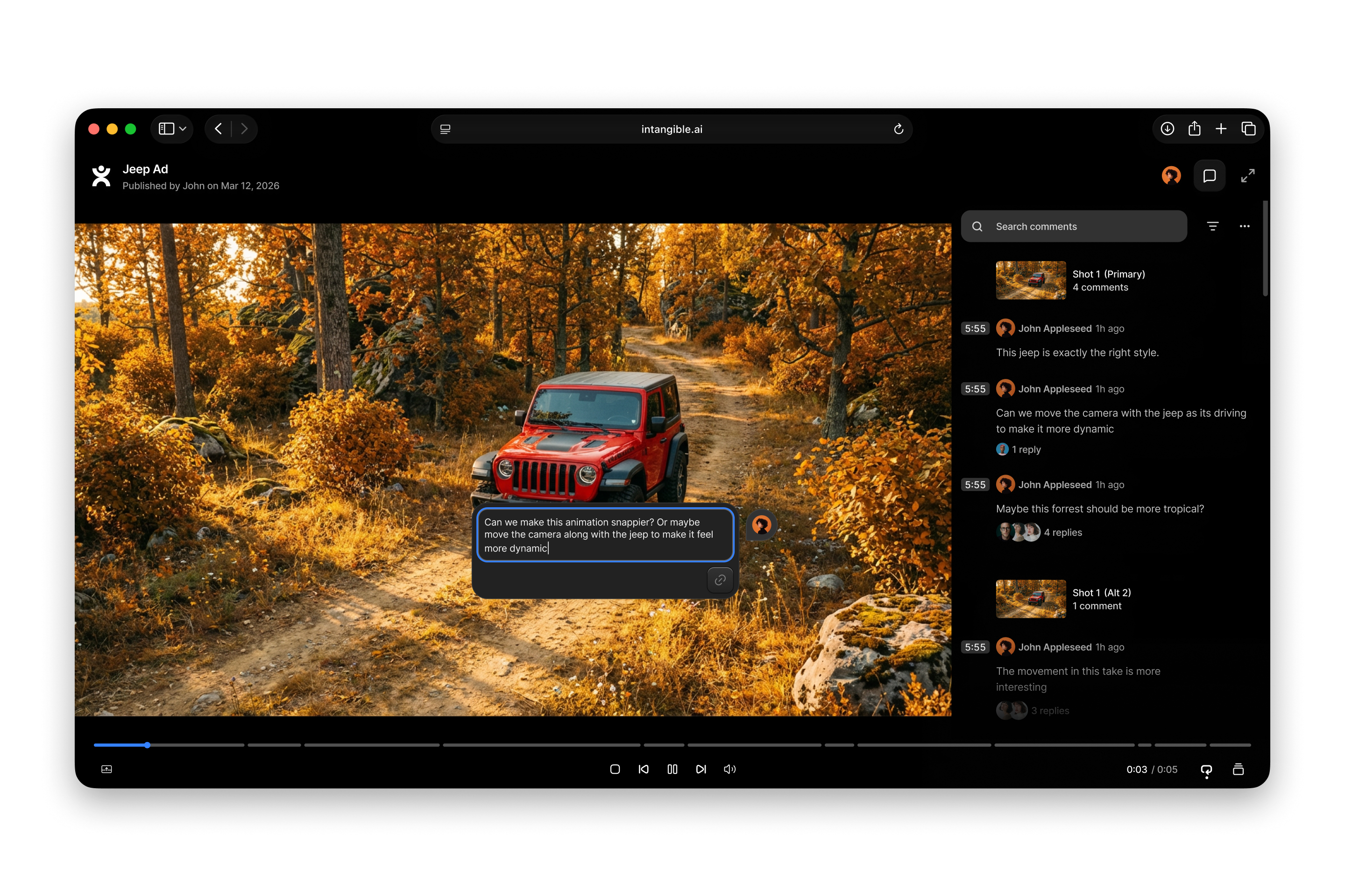 Intangible Studio Publish & Presentation Mode