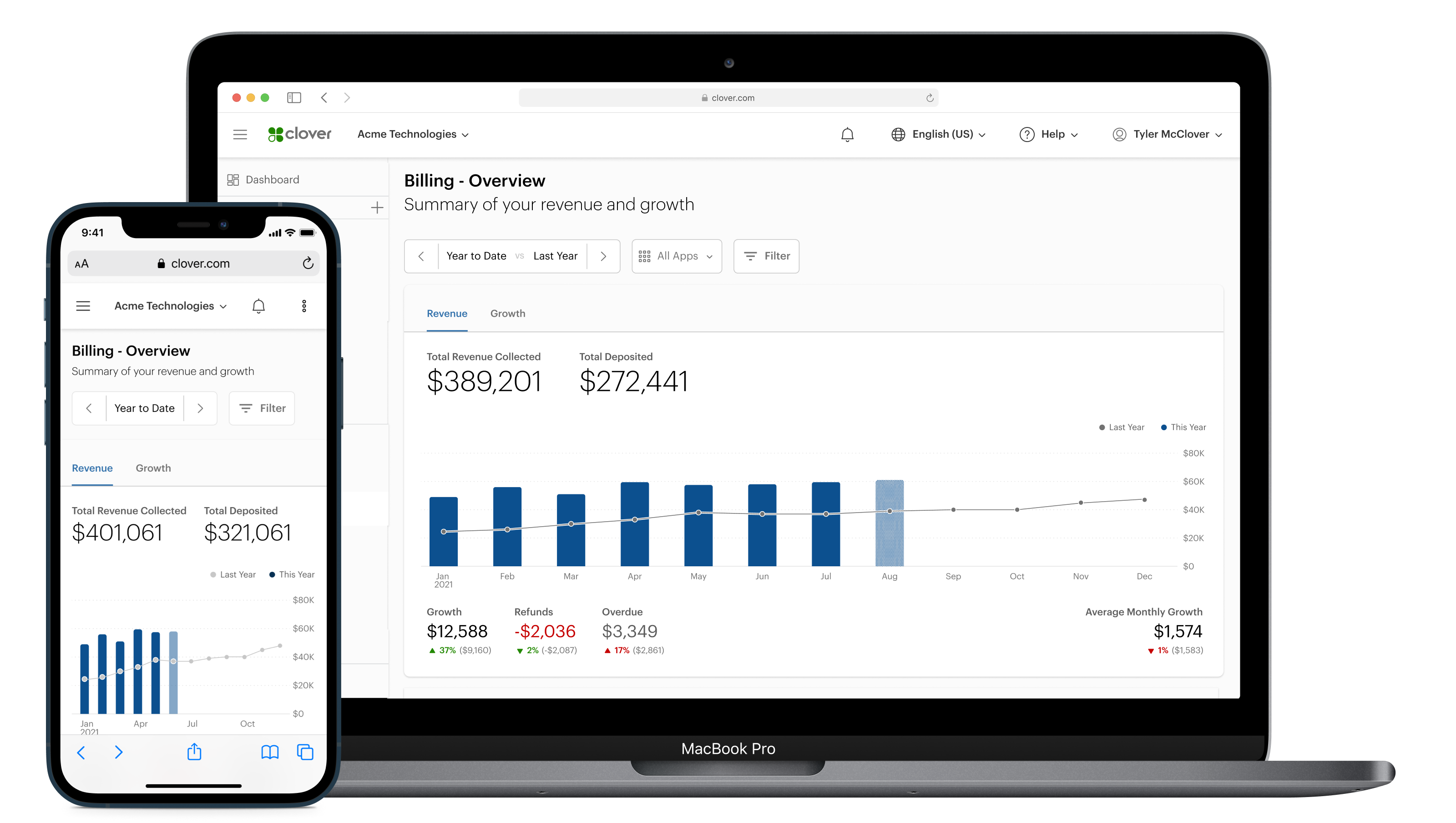 A Macbook Pro and iPhone with the developer billing reports visible