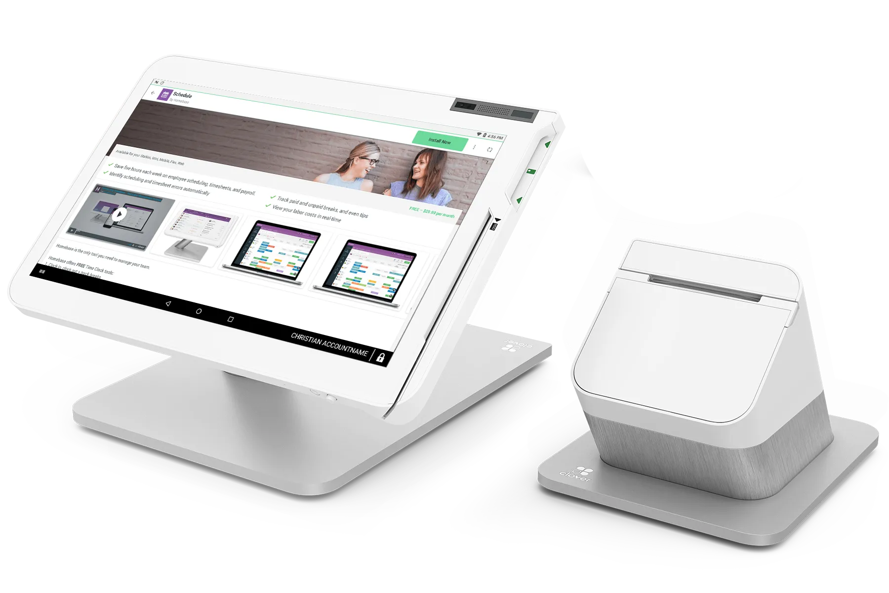 Clover Station with App Detail page for Homebase app